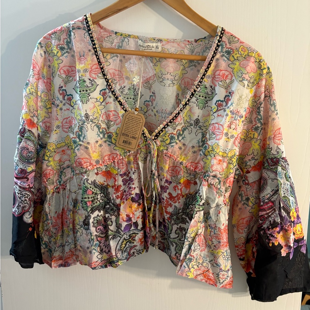 NATURAL LIFE Multicolor Floral Blouse🔥headed to thrift last drop